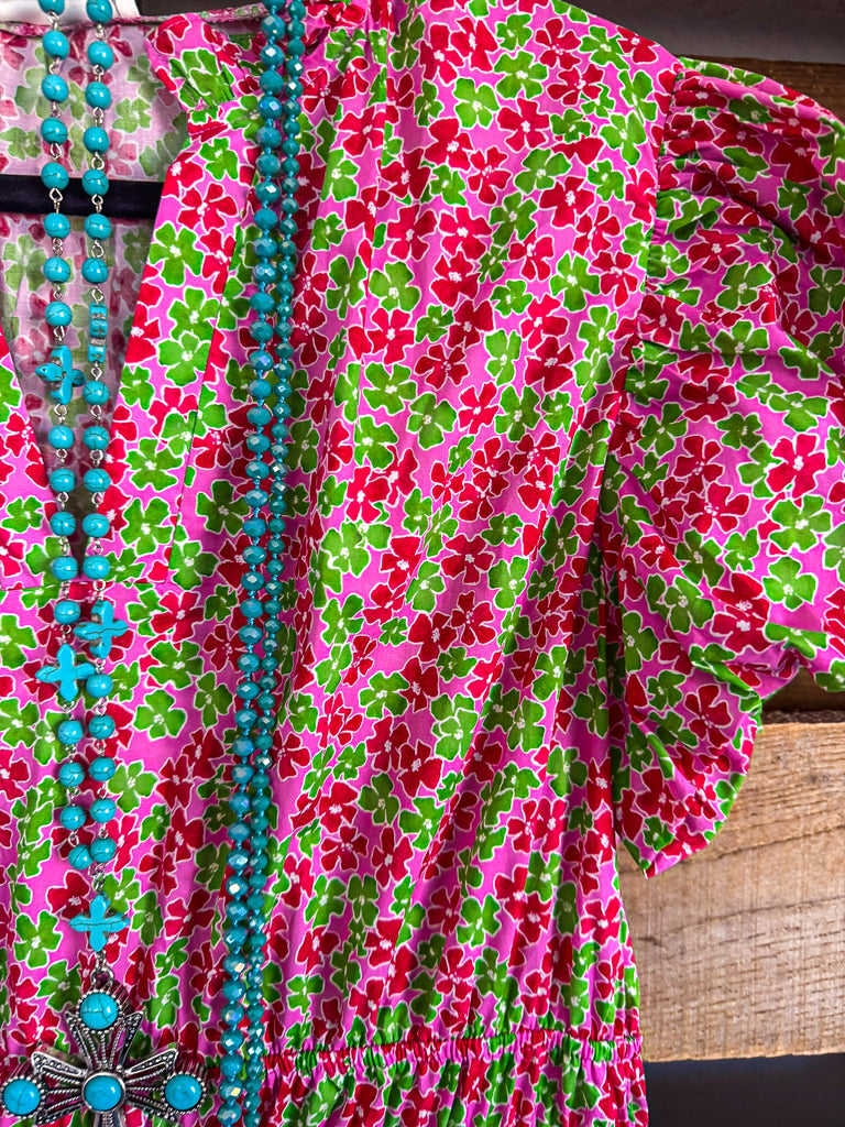 Carefree Attitude Dress -  Pink Combo - 100% COTTON