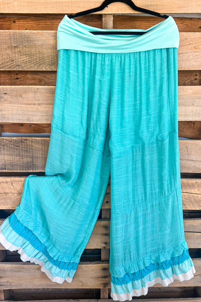 Blossom Blues Pants - Aqua