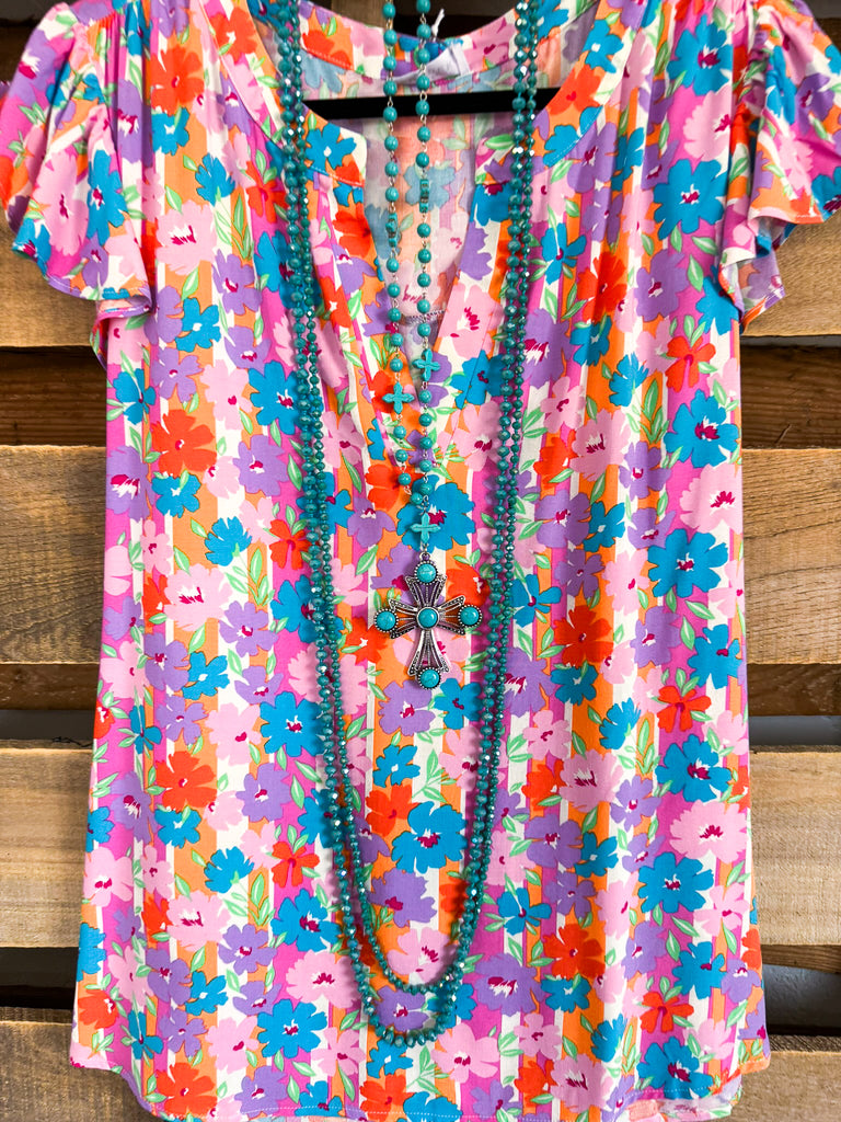 Dazed By The Sun Top - Multi Flower
