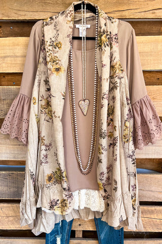 Floral Enough Crochet Vest - Mocha - 100% COTTON