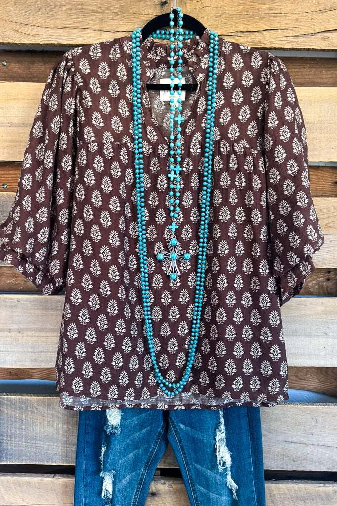 Between Now And Then Blouse - Brown/Taupe