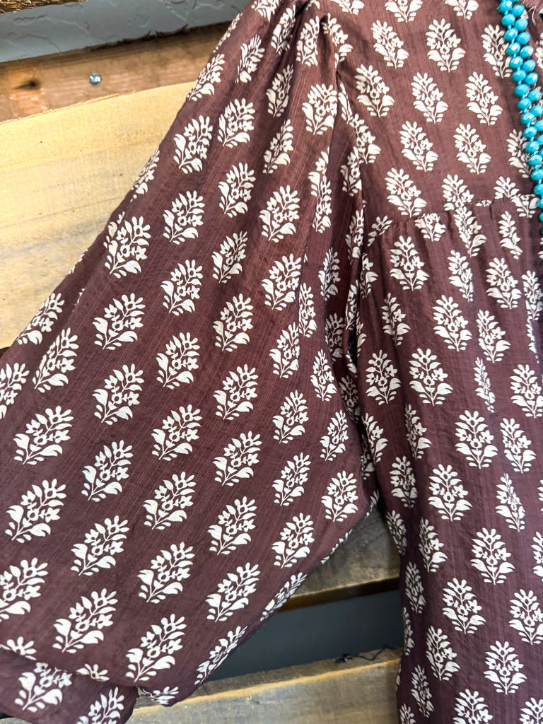 Between Now And Then Blouse - Brown/Taupe