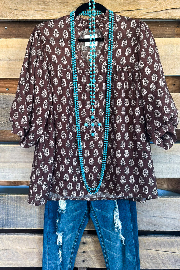 Between Now And Then Blouse - Brown/Taupe