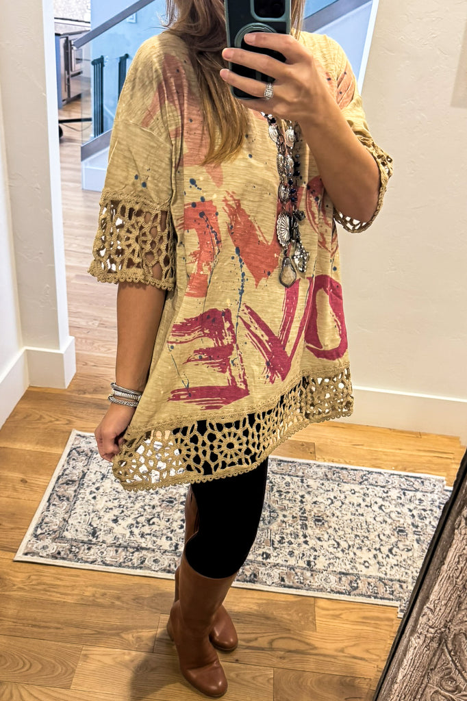 PRE ORDER : RARE BIRD: Free Spirit Love Cotton Oversized Tunic – 100% Cotton - Made in USA