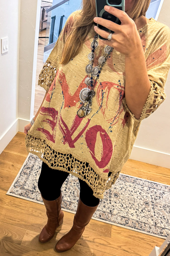 PRE ORDER : RARE BIRD: Free Spirit Love Cotton Oversized Tunic – 100% Cotton - Made in USA