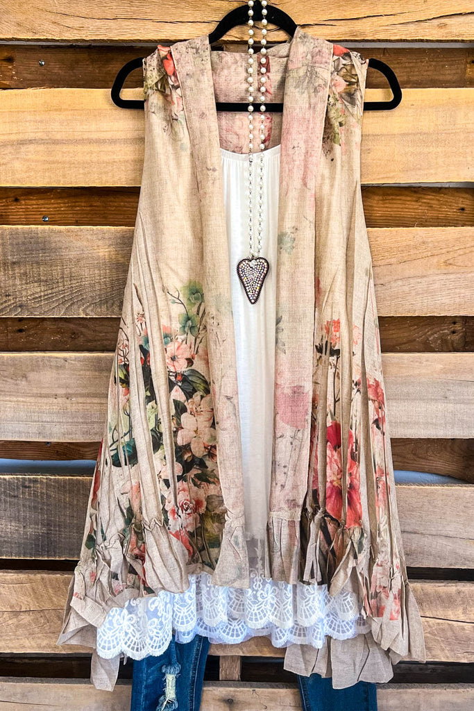 AHB EXCLUSIVE: Counting The Stars Vest - Taupe/Rose.