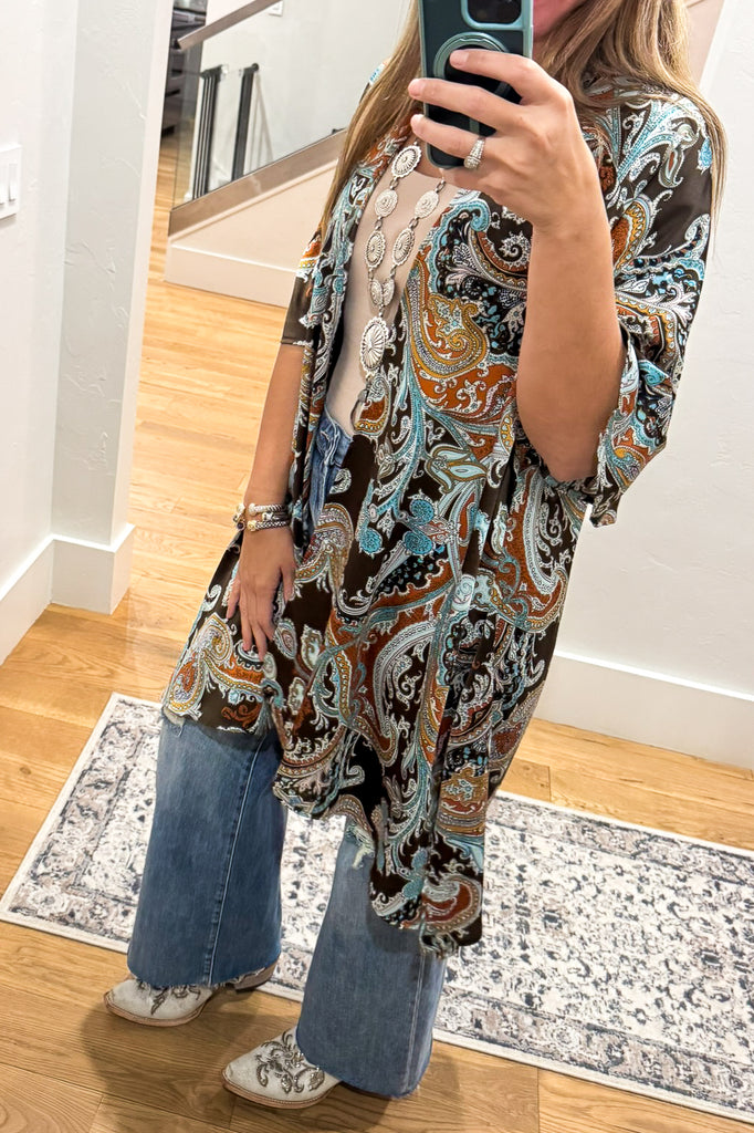 Perfect Paisley Kimono - Brown