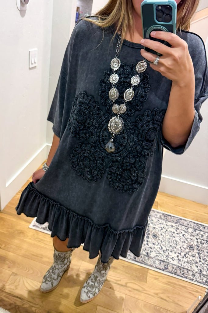 Saving Grace Oversized Dress - Black - Cotton/Spandex Blend