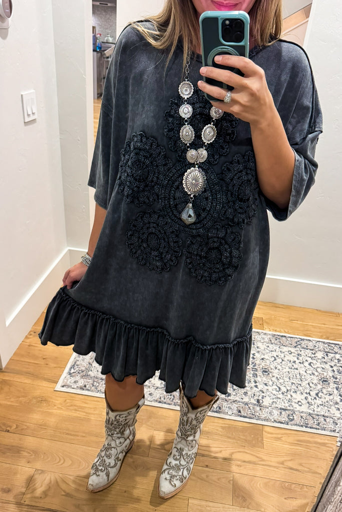 Saving Grace Oversized Dress - Black - Cotton/Spandex Blend