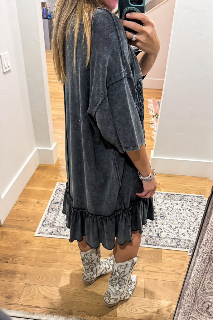 Saving Grace Oversized Dress - Black - Cotton/Spandex Blend