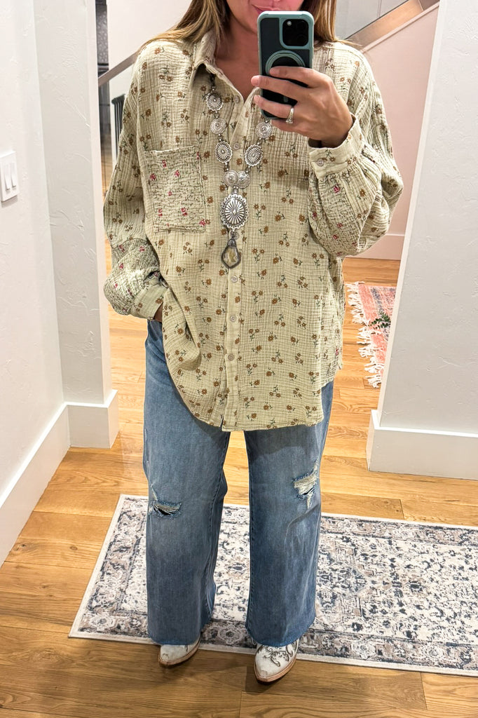 Daisy Dreams Tunic - Khaki - 100% Cotton