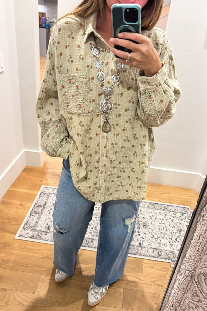 Daisy Dreams Tunic - Khaki - 100% Cotton