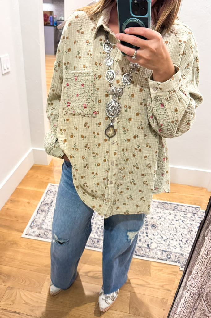 Daisy Dreams Tunic - Khaki - 100% Cotton