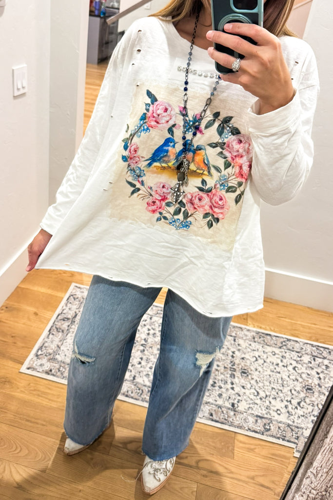 Rare Bird Songbirds Floral Cotton Top - 100% Cotton