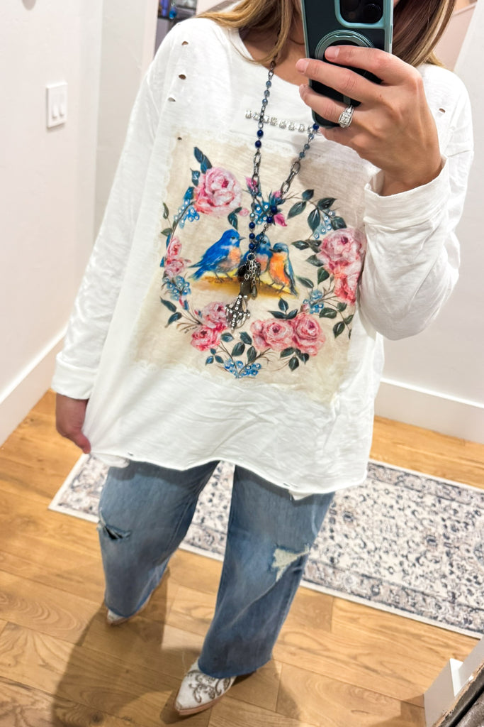 Rare Bird Songbirds Floral Cotton Top - 100% Cotton