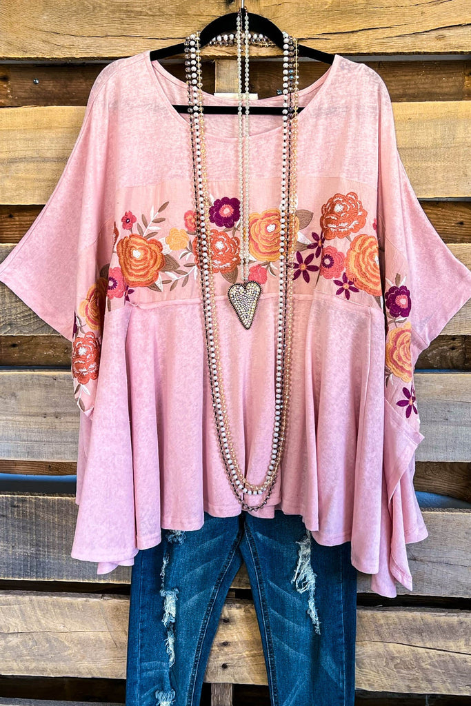 Blooming Harvest OVERSIZED Top - Dusty Rose