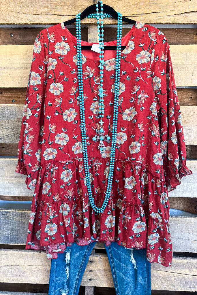 Sunlit Meadows Top -  Rust - 100% COTTON