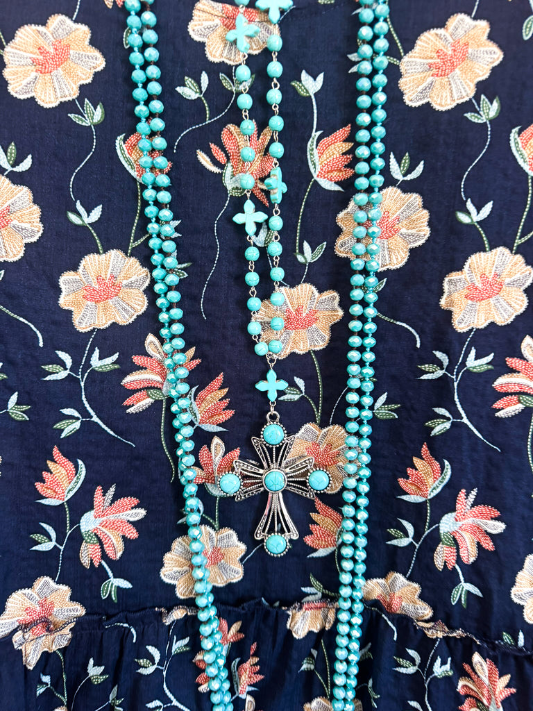 Sunlit Meadows Top -  Navy - 100% COTTON