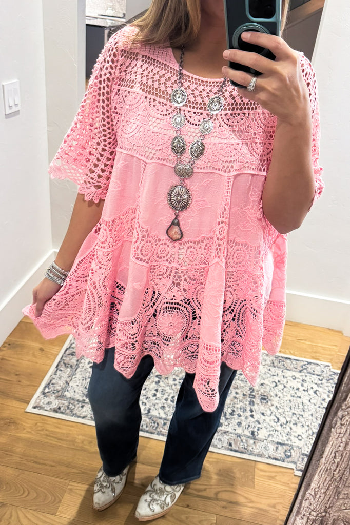 AHB EXCLUSIVE: Delightful Details Cotton Top - Pink - 100% COTTON