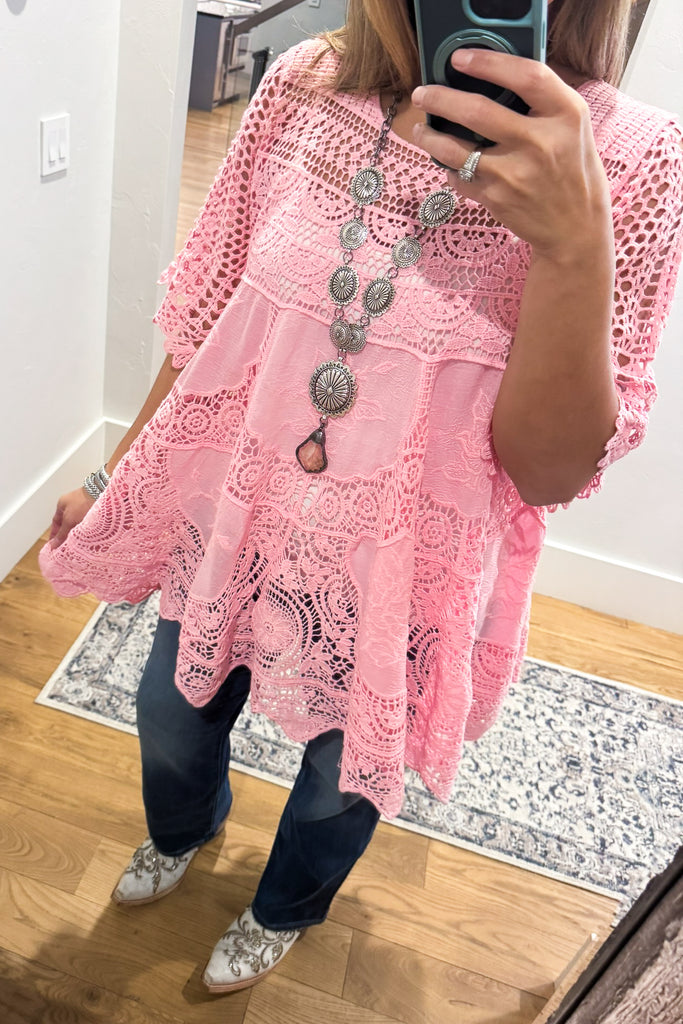 AHB EXCLUSIVE: Delightful Details Cotton Top - Pink - 100% COTTON