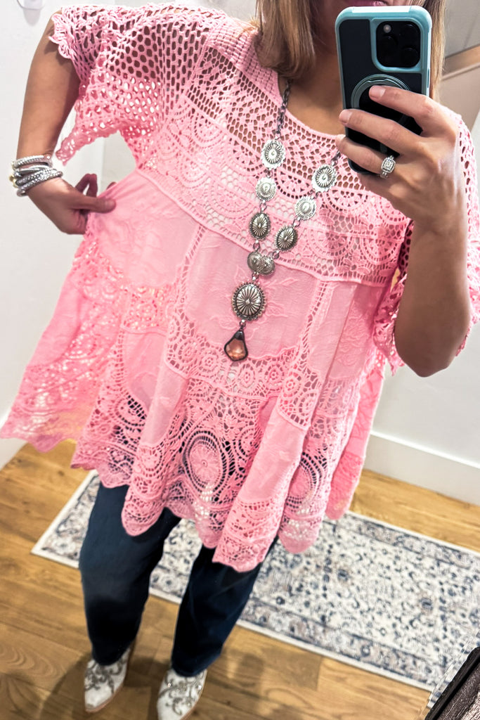 AHB EXCLUSIVE: Delightful Details Cotton Top - Pink - 100% COTTON