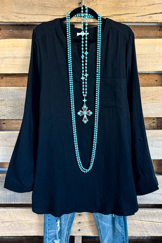 Ready For Next Time Tunic - Black - 100% COTTON