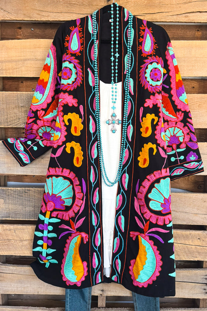 AHB EXCLUSIVE: Midnight Dreamer Duster/Cardigan - Black - 100% COTTON