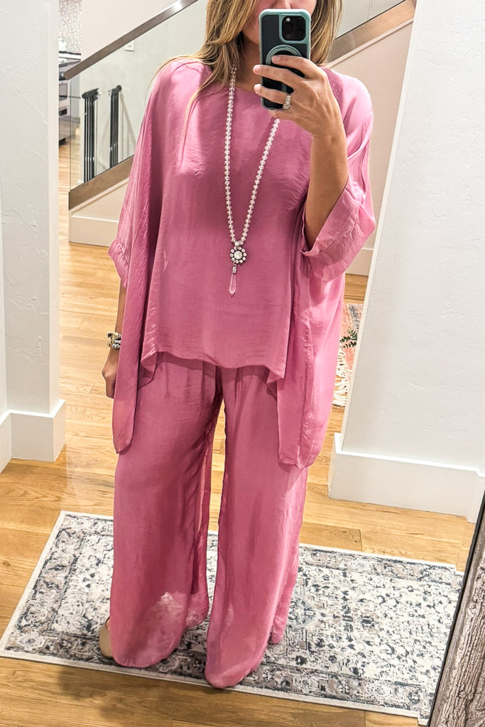 Milan Silk Blend Stretch Palazzo Pants - Made in Italy