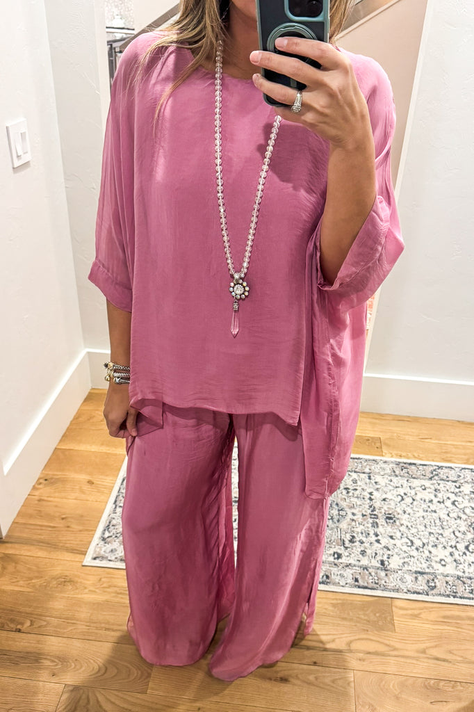 Milan Silk Blend Stretch Palazzo Pants - Made in Italy