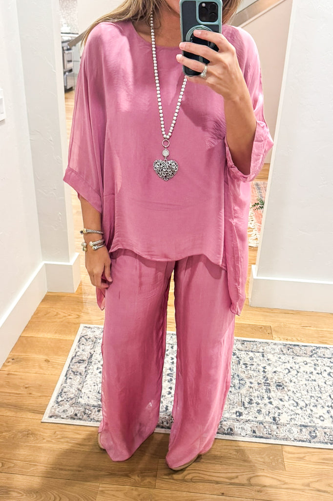 Milan Silk Blend Stretch Palazzo Pants - Made in Italy