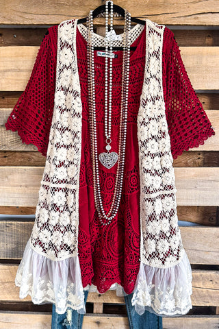 Floral Enough Crochet Vest - Mocha - 100% COTTON