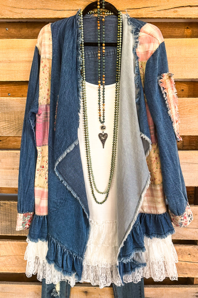 Quilted With Love Denim Cardigan - 100% COTTON