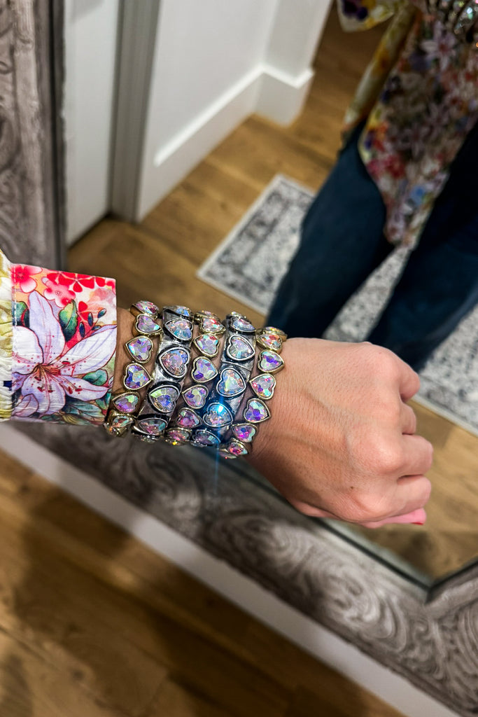 Silver Tone Heart Stretch Bracelet (EACH SOLD SEPARATELY)