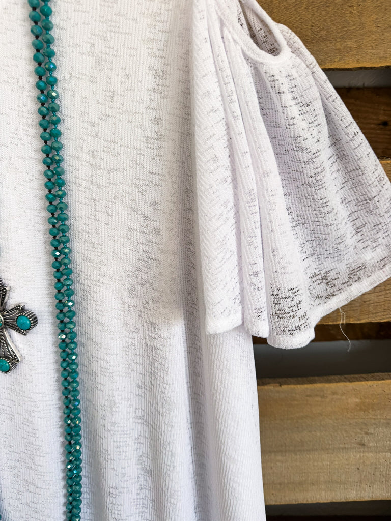 All The Above Cold Shoulder Dress - White