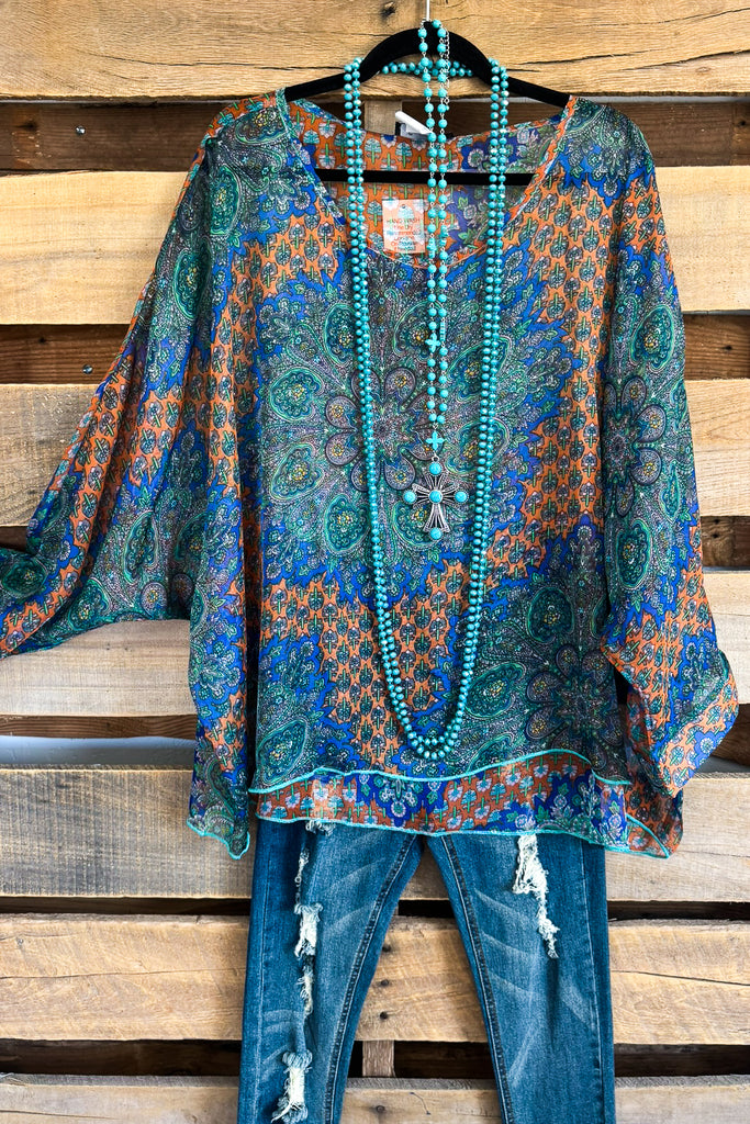 No Holding Back Oversized Sheer Top  - Multi