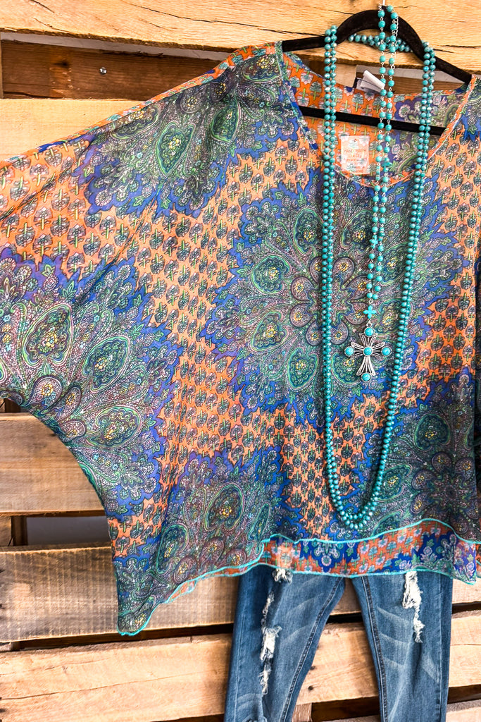 No Holding Back Oversized Sheer Top  - Multi