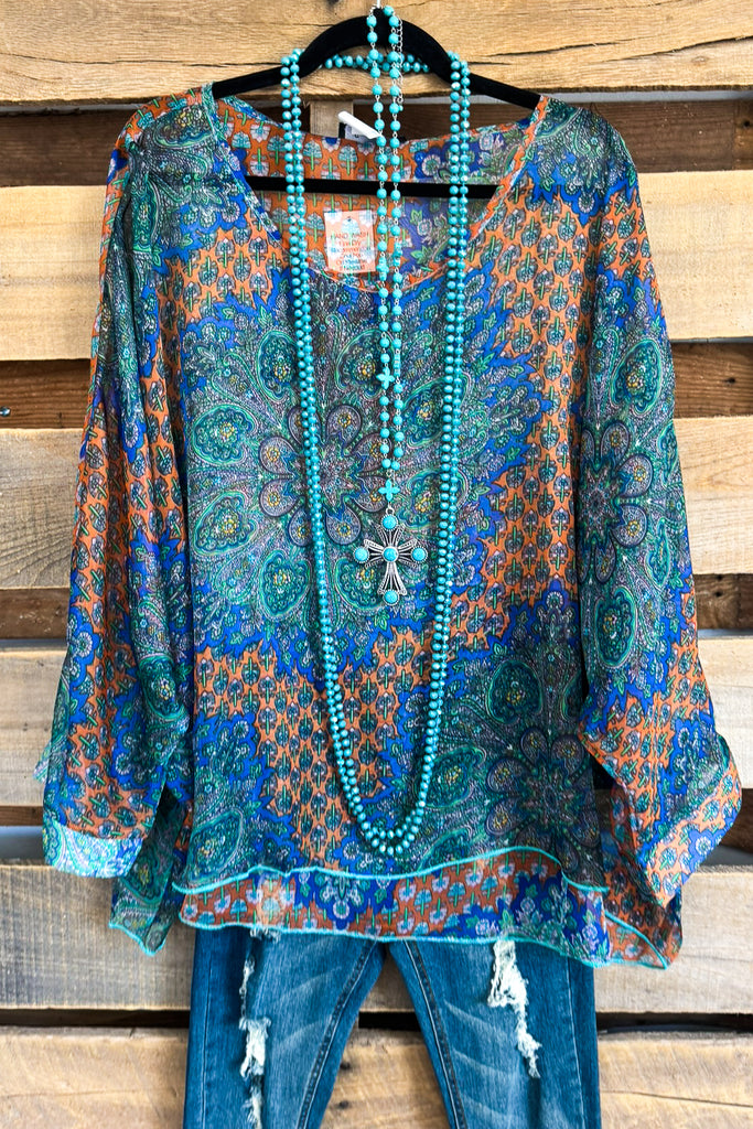 No Holding Back Oversized Sheer Top  - Multi