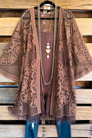 Floral Enough Crochet Vest - Mocha - 100% COTTON
