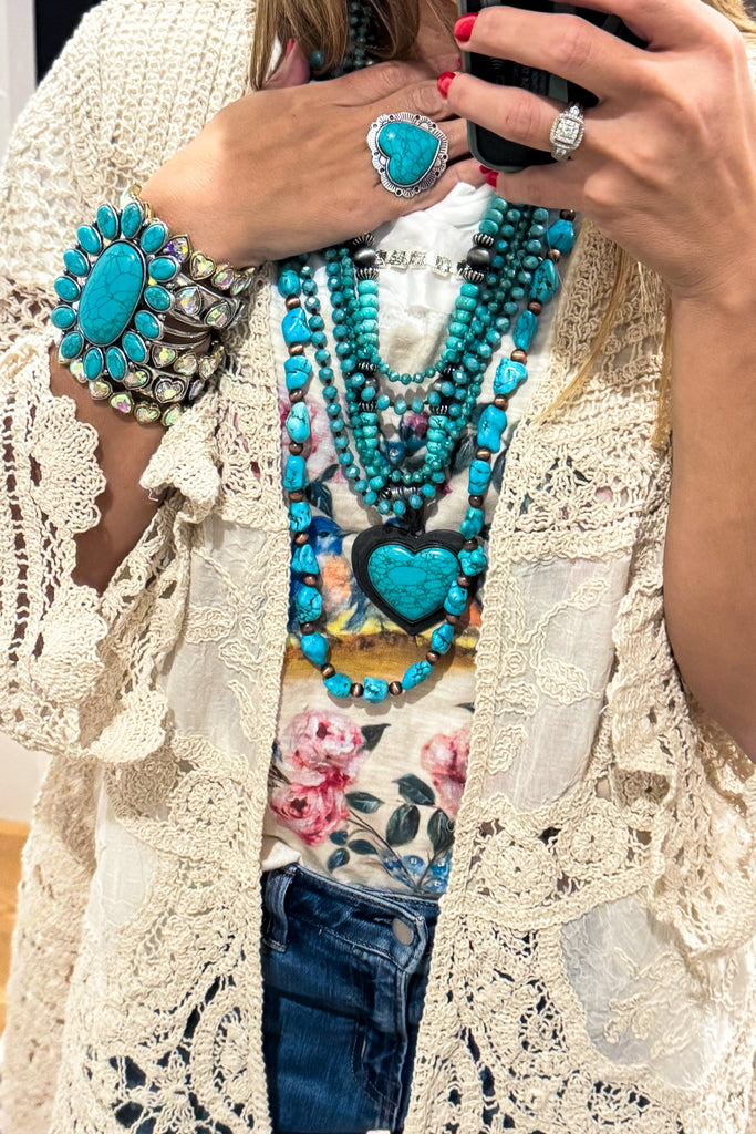 Gracefully Polished Crochet Cardigan - Natural - COTTON BLEND