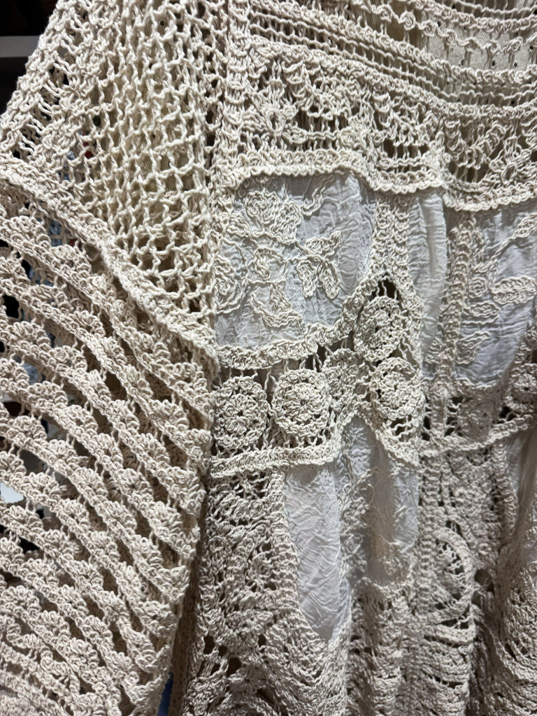 Gracefully Polished Crochet Cardigan - Natural - COTTON BLEND