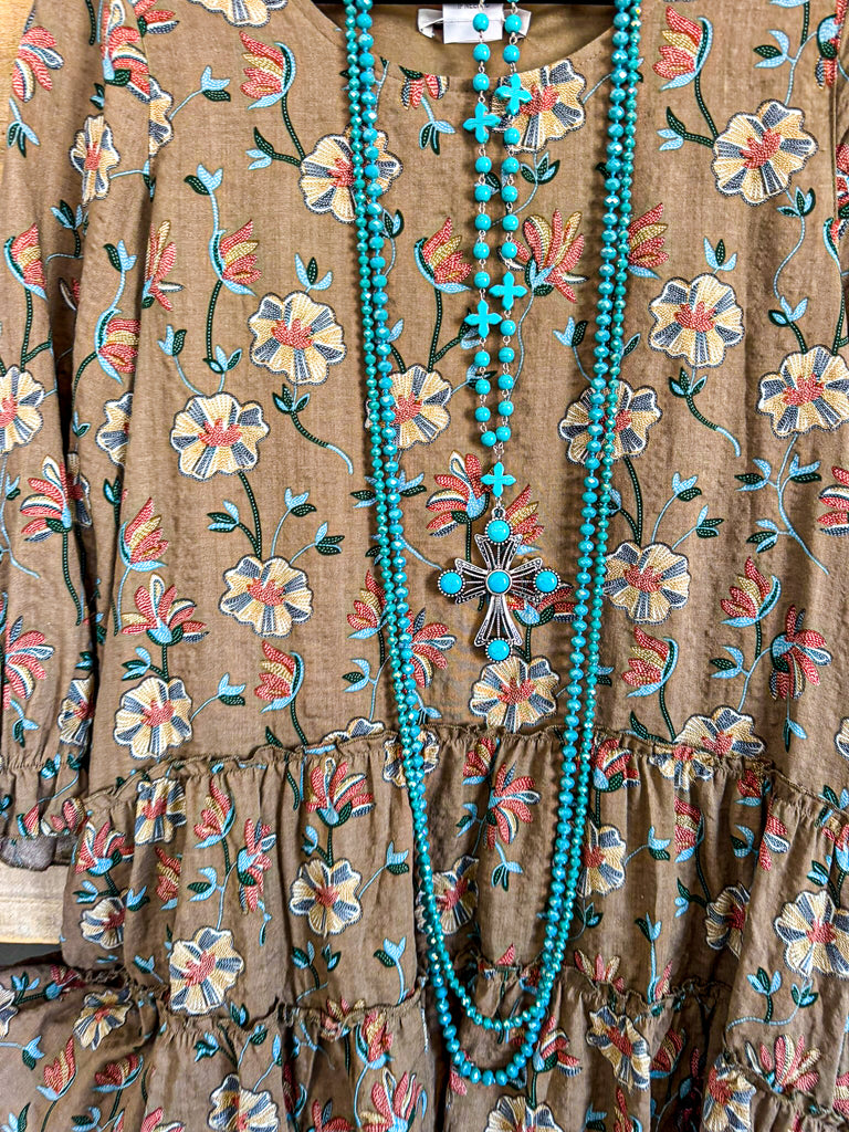 Sunlit Meadows Top - 100% Cotton - Mocha - SALE