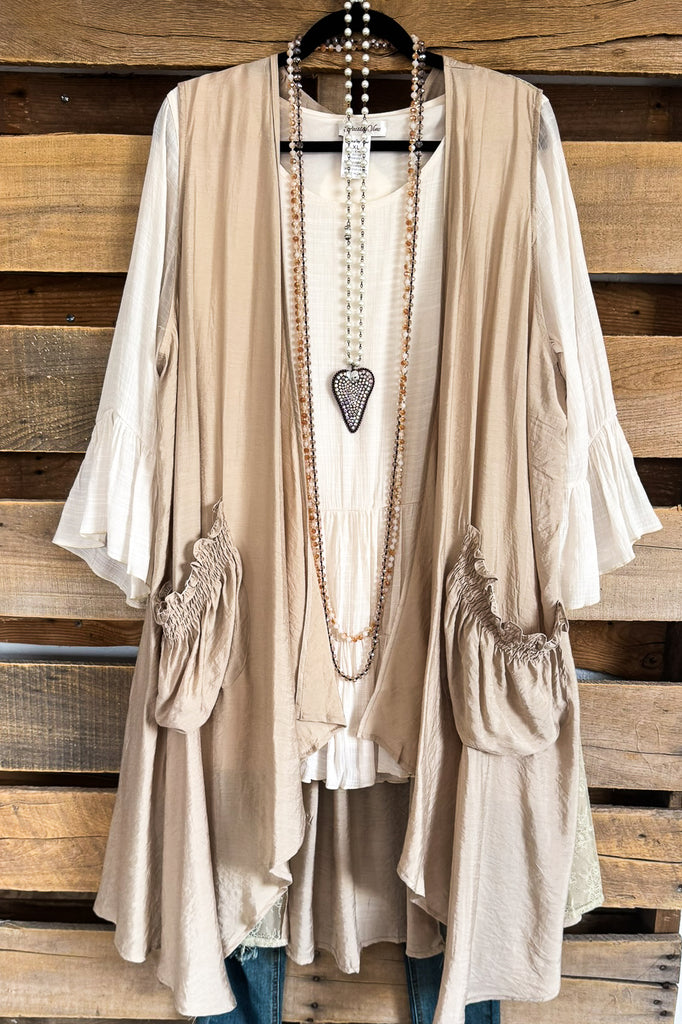 French Courtyard Cardigan Vest - Taupe
