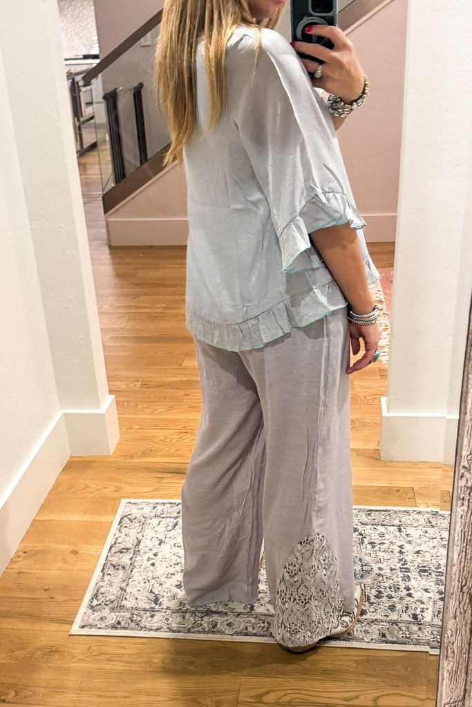 Walk With Me Ankle Laced Pants - Gray