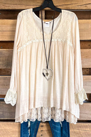 Carry On Eyelet Blouse - Beige