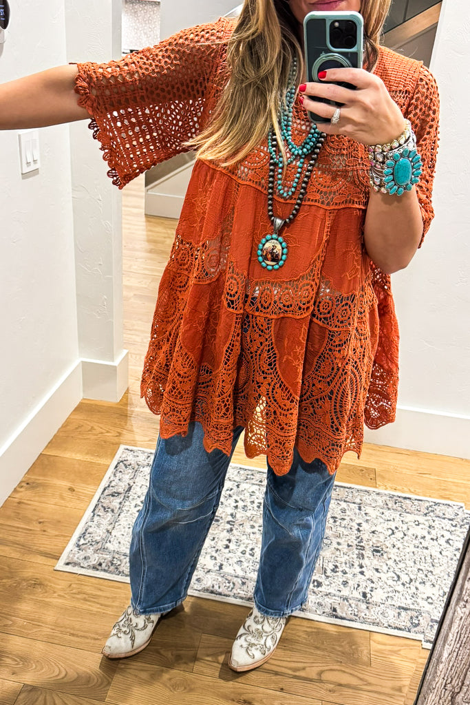 AHB EXCLUSIVE: Delightful Details Top - Rust - 100% COTTON