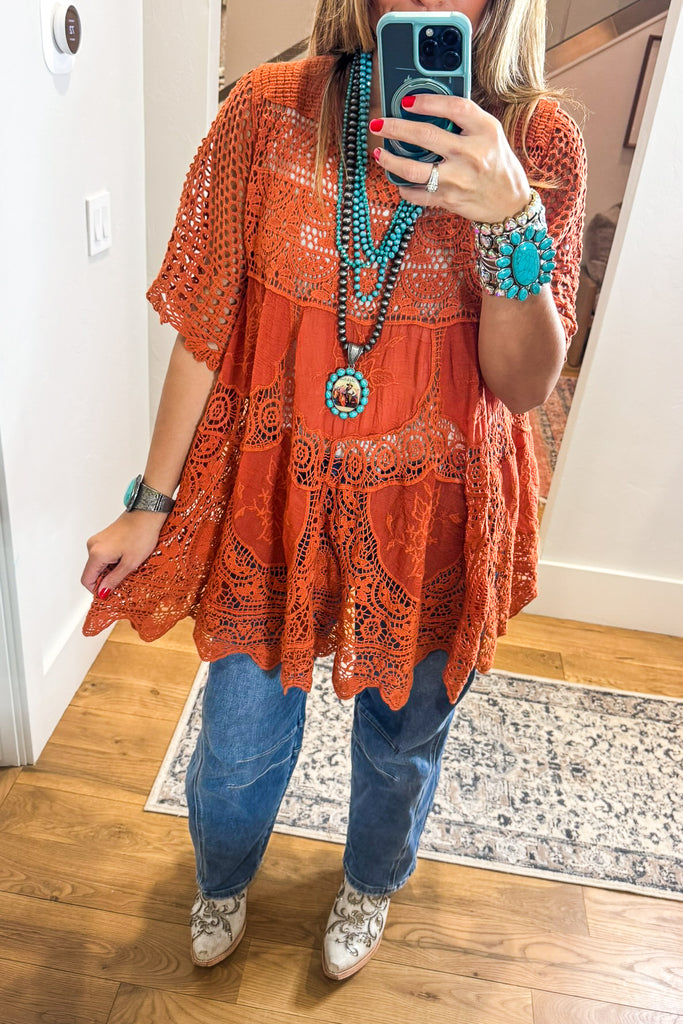 AHB EXCLUSIVE: Delightful Details Top - Rust - 100% COTTON