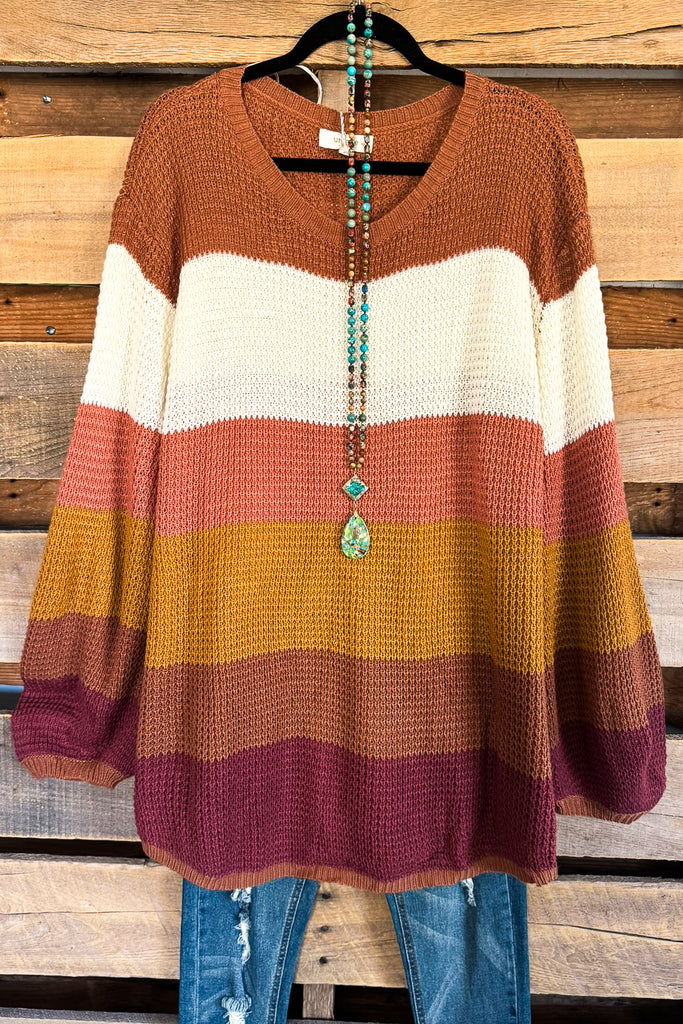 Woven Willow Sweater - Brown/Carrot