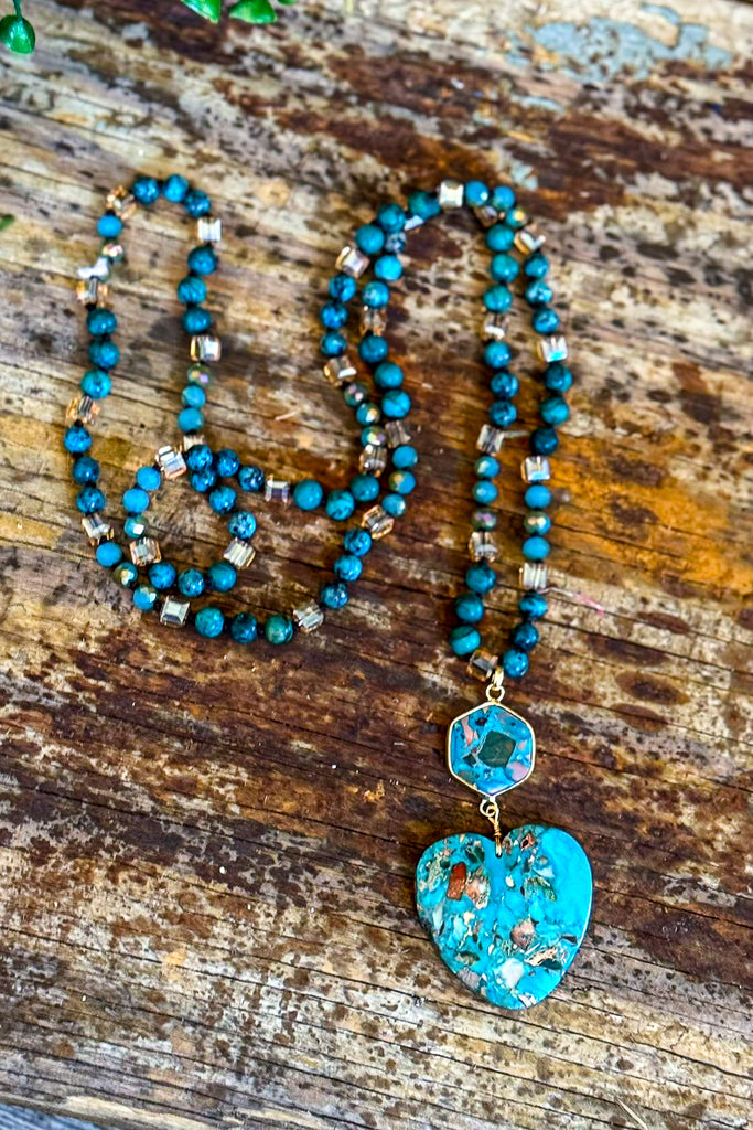 A Piece Of My Heart Necklace - Turquoise