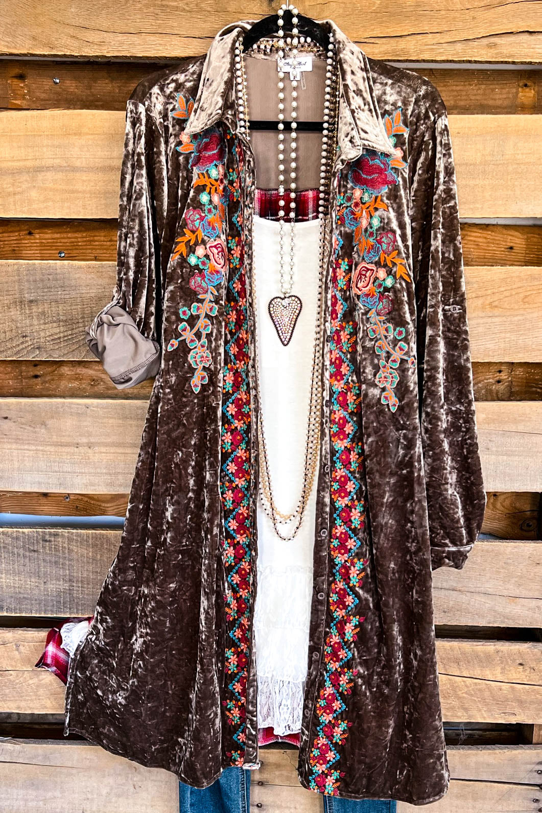AHB EXCLUSIVE: Long Crushed Velvet Plaid Back Duster/Dress 3X(22-24)