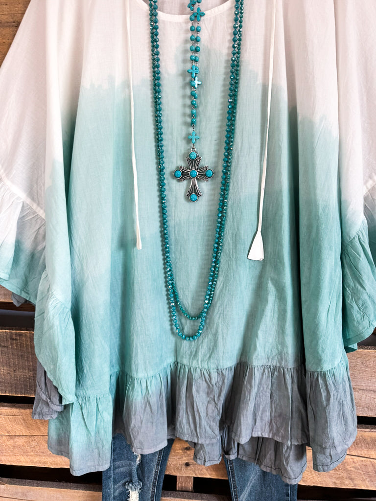 AHB EXCLUSIVE: Fading Sunsets Poncho - Gray - 100%% COTTON